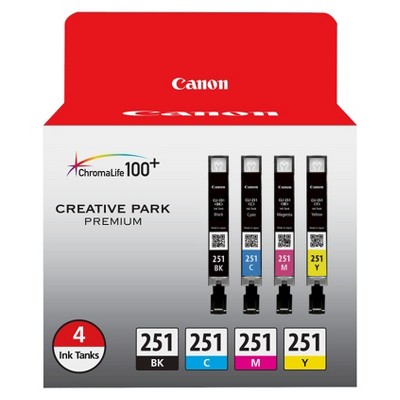 Canon 251 Black, 251 C/M/Y Combo 4pk Ink Cartridges - Black, Cyan, Magenta, Yellow (6513B004)