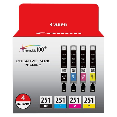 Canon 251 Black, 251 C/M/Y Combo 4pk Ink Cartridges - Black, Cyan, Magenta,  Yellow (6513B004)