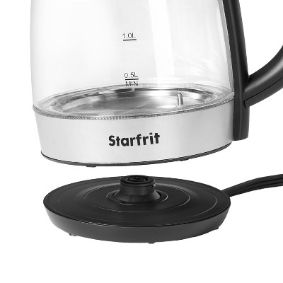 Starfrit 1.7-Liter Black Glass Electric Kettle with Temperature Control
