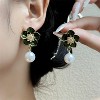 Bohemian Flower Dangle Earrings - Baroque Pearls & 14K Gold Plated Camellia for Wedding & Holiday - 4 of 4