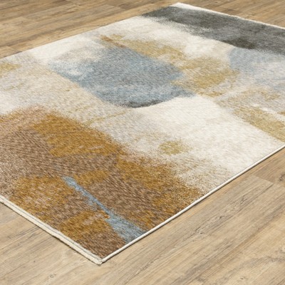 Hayden Beige and Rust Abstract Rectangular Area Rug 5'3" x 7'6"
