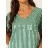 cheibear Women's Short Sleeve Mini length Striped Pajama Dress - 4 of 4