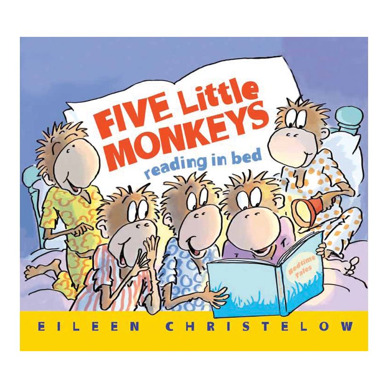 Five Little Monkeys Reading in Bed Board Book - (Five Little Monkeys Story) by  Eileen Christelow, 1 of 2