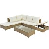 Nestfair Patio 3pc Rattan Sofa Set All Weather Wicker Sectional Set Natural Brown - 4 of 4