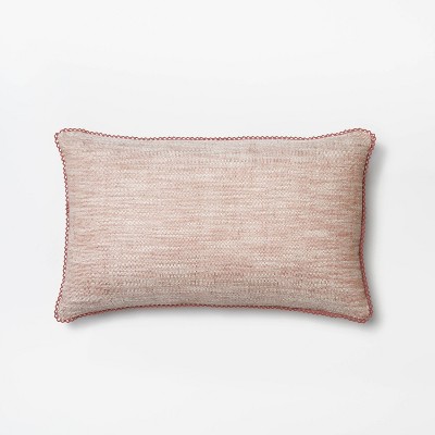 Chambray Lumbar Throw Pillow with Lace Trim Mauve - Threshold™ designed with Studio McGee