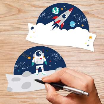 Big Dot of Happiness Outer Space Galaxy - DIY Blank Paper Desk or Locker Labels - Classroom Name Tags - Set of 32