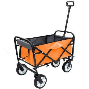 NAYSAYE Wagons Collapsible Utility Cart with Strapping System for All Terrain Use, Orange, 25.98"*17.32"*37.4" - 1 of 4