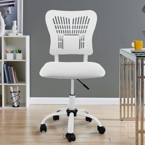 Gray Desk Chairs With Wheels Home Office Chair Comfortable Computer Chair Adjustable Height,360° Swivel Gaming Armless Chair-The Pop Home - 1 of 4