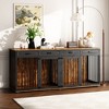 Famapy Large Dog Crate with Dual - Room: Brown Wood Grain,Metal Frame Ample Storage & Sturdy Build - 3 of 4