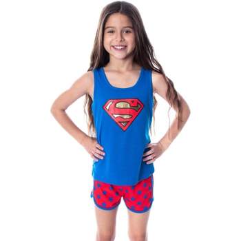 Dc Comics Girls' Superman Classic Logo Racerback Tank Shorts Pajama Set Superman Logo