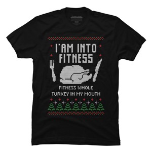 Men's Design By Humans Fitness Whole Turkey Ugly Christmas Sweater By shirtpublic T-Shirt - 1 of 4