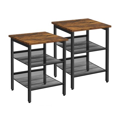 Nightstand,  Side Tables, End Tables with Adjustable Mesh Shelves