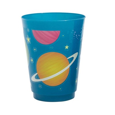 Blue Panda 16 Packs Plastic 16 oz Party Cups, Solar System Planets Galaxy Space Reusable Tumblers for Kids Birthday