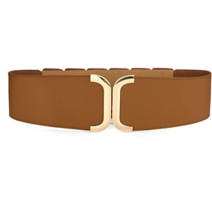 INSPIRE CHIC Women's Textured Faux Leather Stretchy Fabric Cinch Waist Belt 1 Pc - 1 of 4