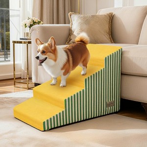 BingoPaw 3/4/5 Steps Dog Stairs High-Density Foam Bright Yellow Pet Stairs Ramp with Removable Cover for Sofa & Beds Side - 1 of 4