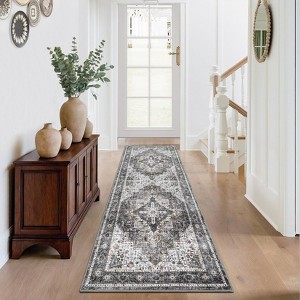 Machine Washable Area Rugs for Living Room Boho Vintage Soft Non-Slip Low Pile Distressed Carpet - 1 of 4
