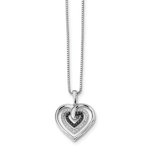 Black Bow Jewelry 1/4 Ctw Black & White Diamond Triple Heart Necklace in Sterling Silver - 1 of 4