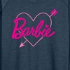 Women's - Barbie - Pink Arrow Heart Logo Lightweight French Terry Wide Neck Long Sleeve Shirt - 2 of 4