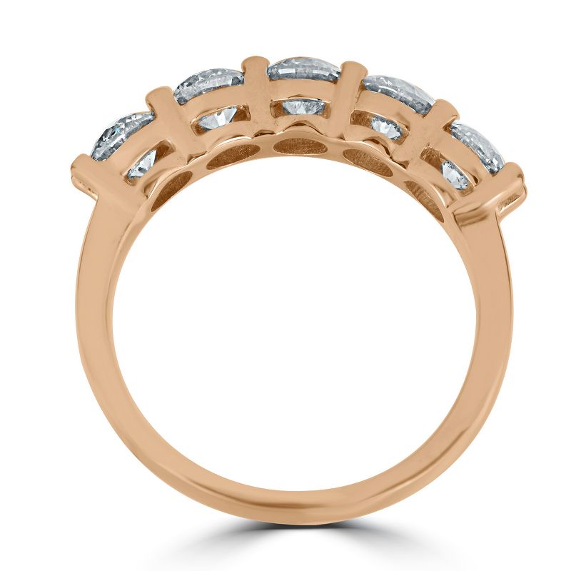 Pompeii3 2 Ct Five Stone Diamond Wedding Ring Anniversary Womens Band 14k Rose Gold, 3 of 5