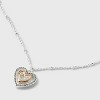 Silver Plated Cubic Zirconia Heart Pendant Necklace - Silver/Gold - 4 of 4