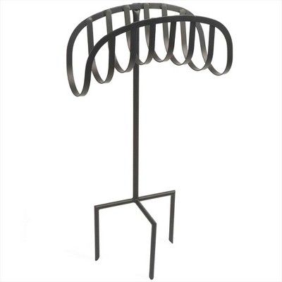 Photo 1 of Liberty Garden LBG647 Decorative Powder Coated Steel Manger Garden Hose Storage Stand for Backyard Garden or Home in Black