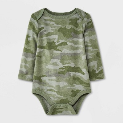 Image of Baby Boys' Camo Long Sleeve Bodysuit - Cat & Jack™ Green 3-6M