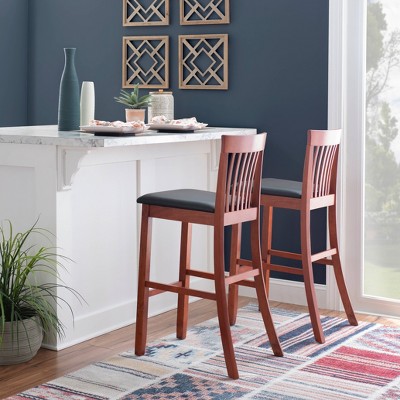 Classic Dark Cherry & Black Faux Leather 31" Craftsman Barstool