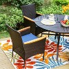 5pc Outdoor Dining Set with Wicker Chairs with Cushions & Round Metal Table with Umbrella Hole - Blue - Captiva Designs - image 3 of 4