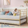 Twin Size Daybed with Trundle - Metal Daybed Frame with Steel Slats, Headboard & Roll-Out Bed, Space-Saving Sleeper Sofa - 4 of 4