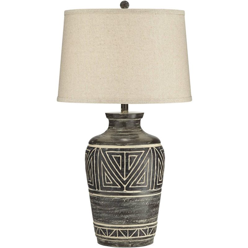 John Timberland Miguel Rustic Table Lamp Southwest 32" Tall Earth Tone Linen Drum Shade for Bedroom Living Room Bedside Nightstand Office Kids House, 1 of 11