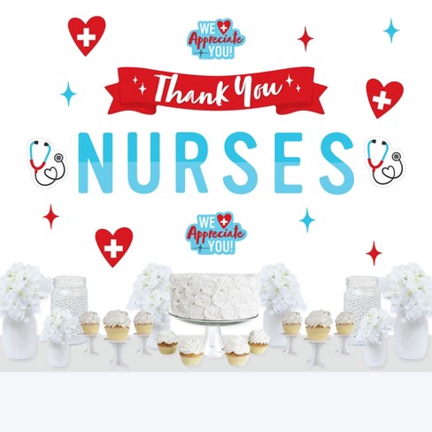 Big Dot of Happiness Thank You Nurses - Peel and Stick Nurse Appreciation  Week Decoration - Wall Decals Backdrop