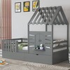 KIGFTSOD Twin Bed Frames for Kids,Twin Size House Bed With 2 Storage Drawers and Guardrails - 2 of 4