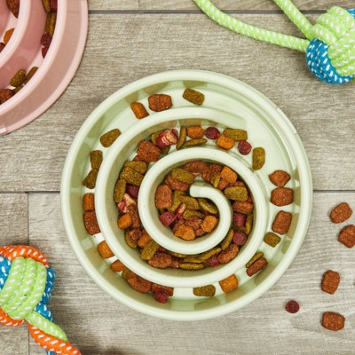 Juvale 2 Pack Spiral Slow Feeder Dog Bowls, Pink and Green