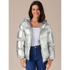 INSPIRE CHIC Women's Casual Shiny Pockets Hooded Winter Puffer Jackets - 2 of 4