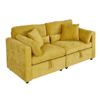 Modern Minimalist Cream Two-Seater Sofa