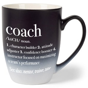 Elanze Designs Coach Definition Two Toned Ombre Matte Black and White 12 ounce Ceramic Stoneware Coffee Cup Mug - 1 of 4