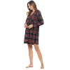 Ashford & Brooks Women's Flannel Plaid Sleep Shirt Button Down Nightgown - 2 of 4