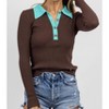 Women's BUTTON COLLARED TOP - PAPERMOON - 3 of 4