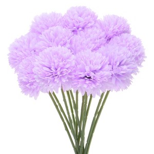 Unique Bargains Plastic Silk Durable Artificial Chrysanthemum Ball Flowers 11" - 1 of 4