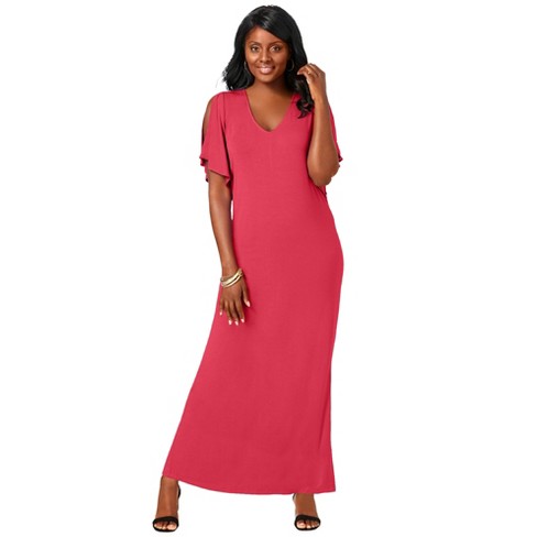 Long sleeve cold shoulder best sale maxi dress