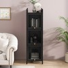 47.24" Modern Three-Door Glass Storage Cabinet with Four-Tier Shelves, Iron Frame, for Living Room, Bathroom, Entryway - 3 of 4