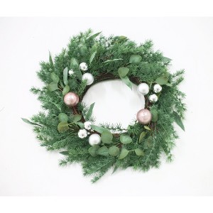 Chery Life 26" Pineneedle Wreath With Ball for Home Decor for Home Decor - 1 of 4