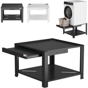 29" Heavy Duty Metal Washer Dryer Stand with Pull-Out Shelf, Multi-Fit Anti-Vibration Pedestal with Base Storage, 800 lbs Capacity - 1 of 4