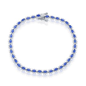 Bella Silver Sterling Silver 5mm Royal CZ Tennis Bracelet - Sapphire CZ - Blue - 7.5 Inch - 1 of 2