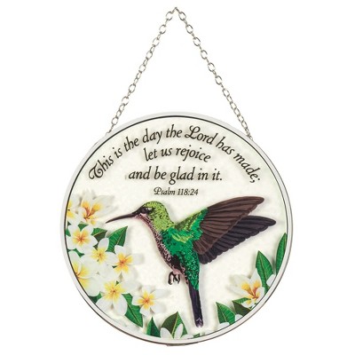 Dicksons Day The Lord Has Made Green Hummingbird 6 x 6 Glass Sun Catcher with Suction Cup