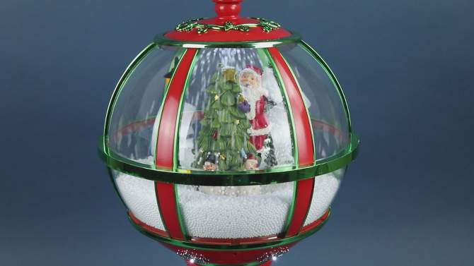 Northlight 23.5" Lighted Red Musical Snowing Santa with Christmas Tree Street Lamp, 2 of 5, play video