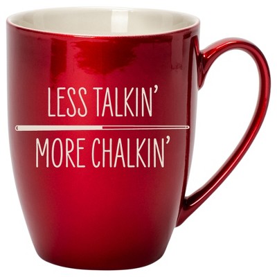 100 North Cardinal Red Metallic Finish, 10 Ounce, Comfortably Fits Your Hands, New Bone China Coffee Tea Cup Mug, Less Talkin' More Chalkin'