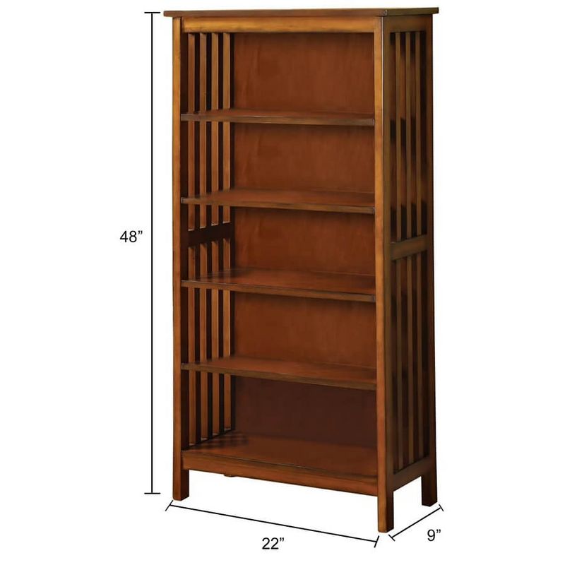 5 Tier Wooden Mission Style Bookshelf Walnut Color, 3 of 4