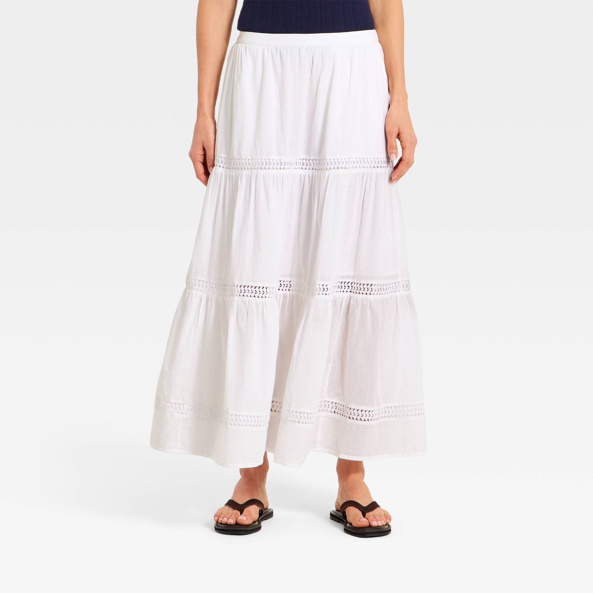 Women's Lace Trim Maxi Full Skirt - Universal Thread™ White