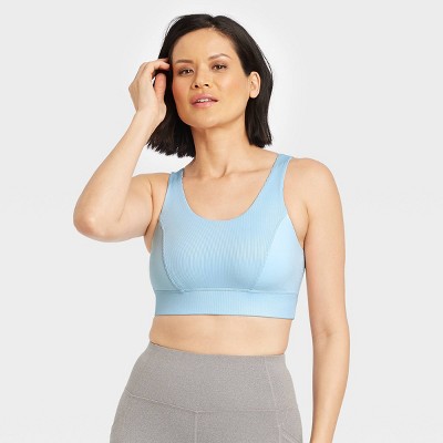 Women's Medium Support Soft Ribbed Bra - All in Motion™ Air Blue XS